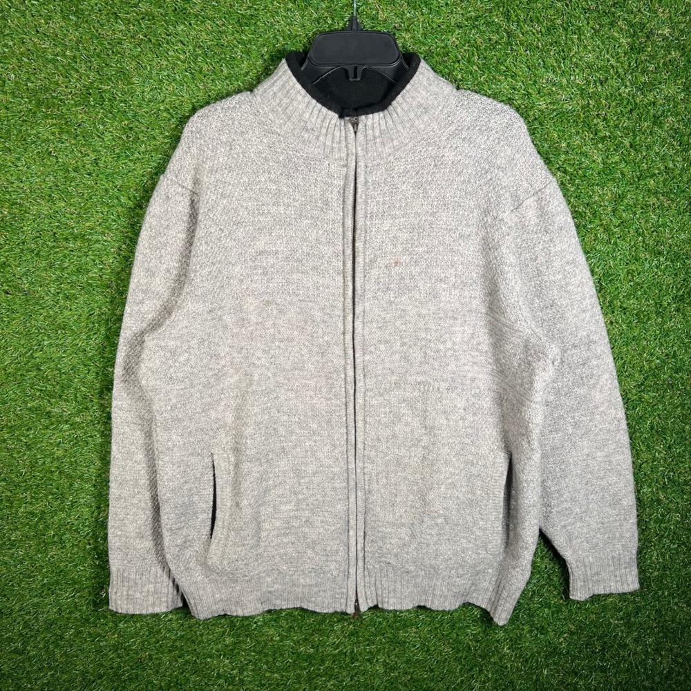 Pendleton Mens Washable Wool Full Zip Sweater Heather‎ Grey Large